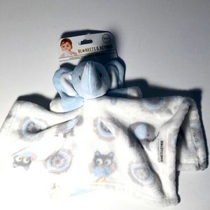 NWT baby snuggle elephant blanket white and blue.